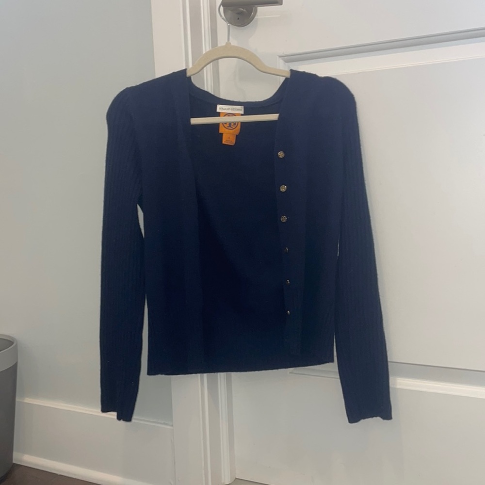 Blue cashmere sweater Tory Burch button down